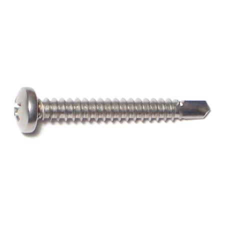 Midwest Fastener Self-Drilling Screw, #10 x 1-1/2 in, Plain Stainless Steel Pan Head Phillips Drive, 50 PK 53688